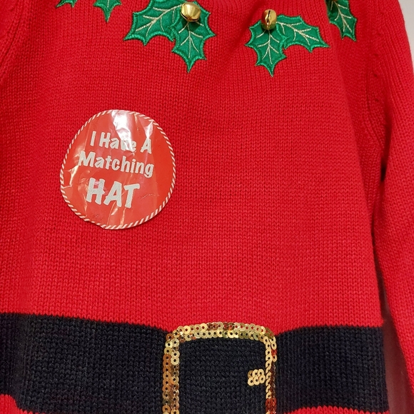 SANTA GIRLS 2 PIECE SWEATER DRESS / CAP NWT - Picture 10 of 13